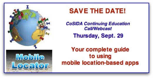 REMINDER! September 29th Continuing Education session: Your complete guide to using mobile location-based apps
